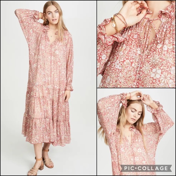 Free People Sheer Floral Tiered Ruffle Midi Dress - Picture 2 of 11